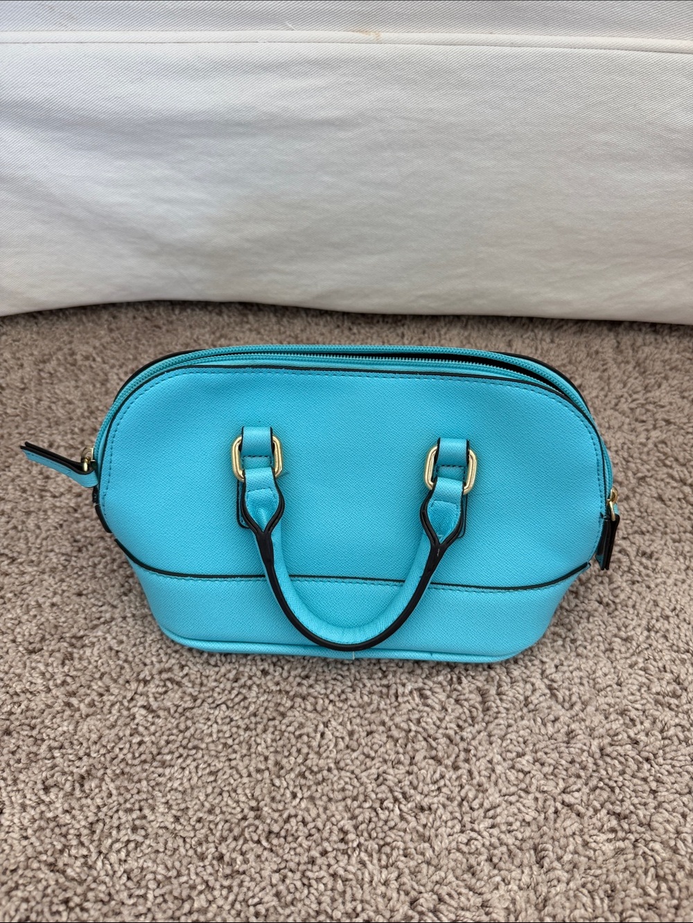 Merona Turquoise Dome Satchel with Gold Hardware